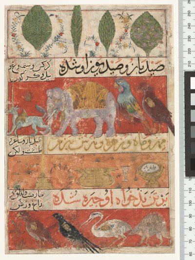 Animaux, oiseaux et plantes, période Ilkhanide, 1341 - Persian School