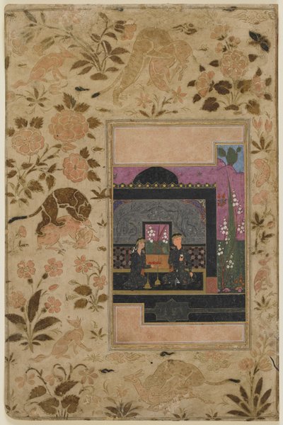 Bahram Gur et la princesse dans le pavillon noir, vers 1590 - Persian School