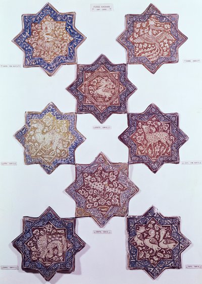 Huit carreaux décorés d