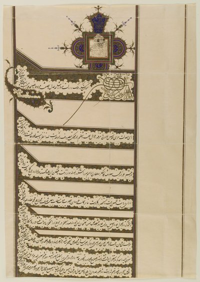 Firman (Édit Royal) avec le sceau de Muzaffar al-Din Shah Qaja, 1897 - Persian School