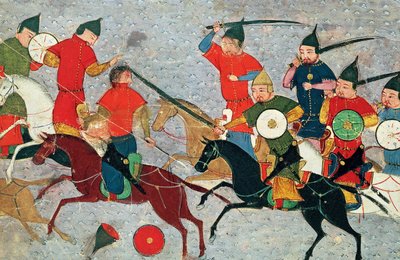 Gengis Khan au combat. Miniature du Jami