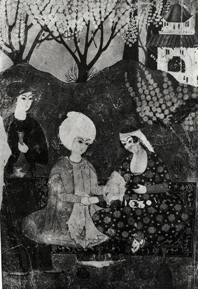 Homme et femme dans un jardin - Persian School
