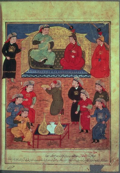 Ms. Supp. Pers. 1113 fol.203v Arghan Khan avec deux de ses épouses et son fils Ghazan, d