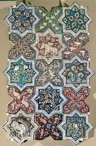 Panneau de carreaux, Kashan, Iran central, vers 1250-1300 (céramique frittée) - Persian School
