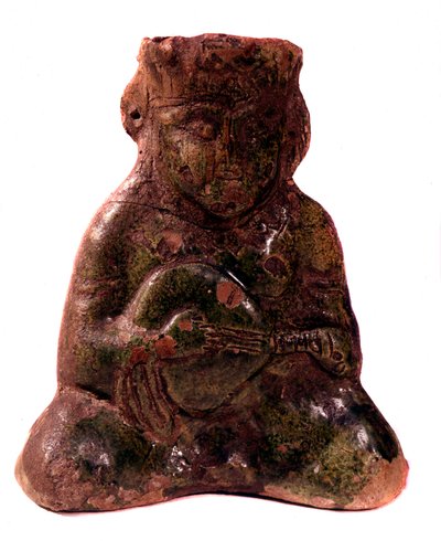 Art persan : vase en forme de joueur de mandoline - Persian School