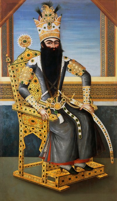 Portrait de Fath Ali Shah (1762-1834), vers 1805, roi de Perse de 1797 à 1834 - Persian School