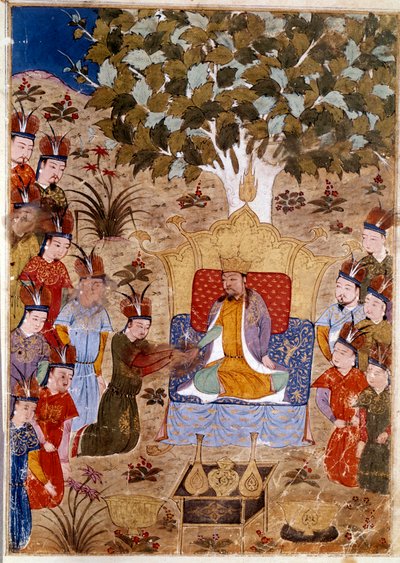 Représentation de Chaghtai Khan sur son trône - Persian School