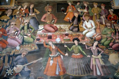 Shah Abbas I recevant Nadr Vali Muhammad Khan du Khanat de Boukhara, Salle de réception - Persian School