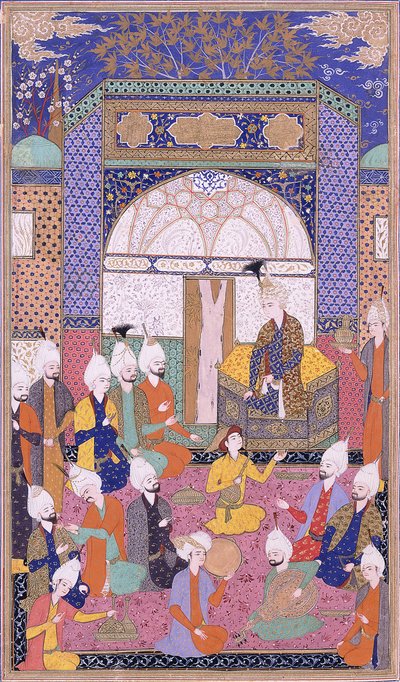 Shah Ismaïl tenant la première audience privée après son accession à Tabriz, c.1590-1600 - Persian School