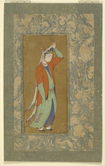 Femme ajustant son aigrette, vers 1590 - Persian School