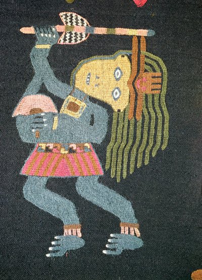 Danseur en laine tissée avec bâton, tribu Paracas - Peruvian School