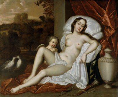 Portrait de Nell Gwynne (1650-87) en Vénus, avec son fils, Charles Beauclerk (1670-1726), en Cupidon - Peter (follower of) Lely