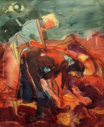 Récolte de pommes de terre - Peter August Böckstiegel