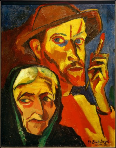 Autoportrait avec mère - Peter August Böckstiegel