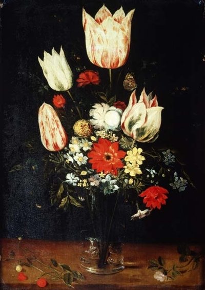Fleurs dans un vase en verre sur un rebord - Peter Binoit
