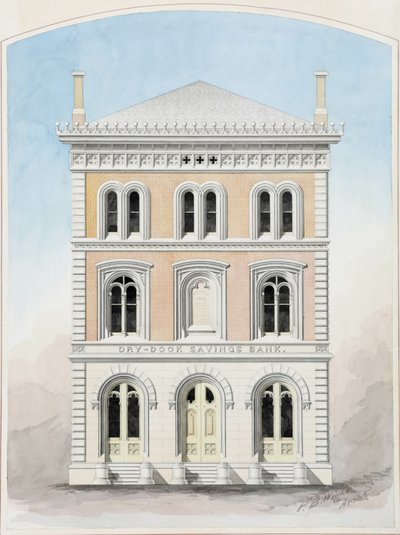 Dry Dock Savings Bank, New York City, New York, Dessin de concours - Peter Bonnett Wight