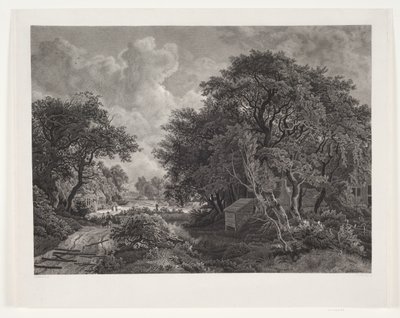 Chemin à travers un village avec de grands arbres - Peter Christian Schøler