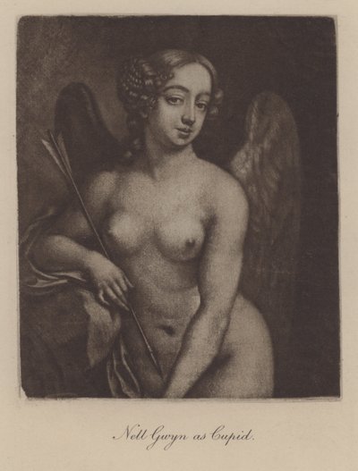 Nell Gwyn en Cupidon (mezzotinte) - Peter Cross