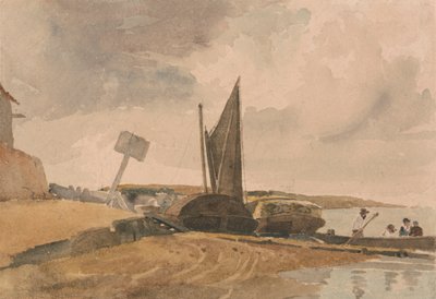 Marée basse, débarquement de bateau - Peter DeWint