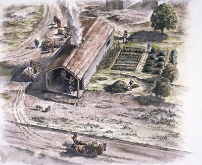 Bâtiment industriel, fort romain de Ribchester, Lancashire, 2e siècle, 1996 - Peter Dunn