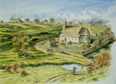 Village médiéval de Wharram Percy, fin du 12ème siècle - Peter Dunn
