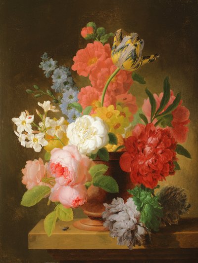 Nature morte de fleurs dans une urne en marbre - Peter Faes