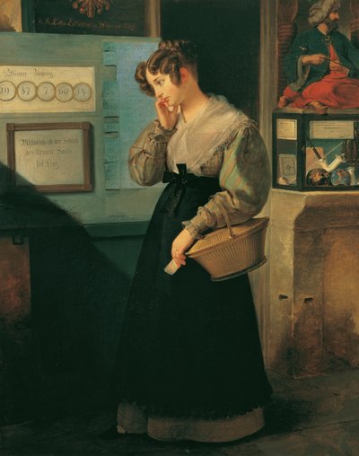 Fille devant une boutique de loterie, 1829 - Peter Fendi