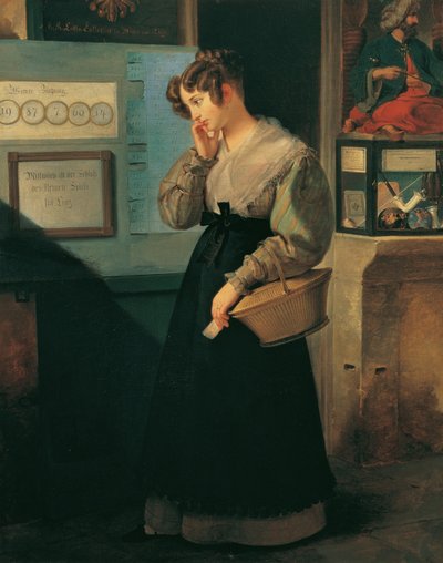 Fille devant le comptoir de loterie - Peter Fendi