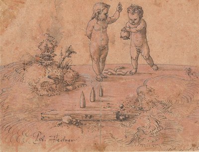Deux enfants jouant avec une balle, 1500-1546 - Peter Flötner