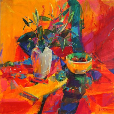 Lys sur fond rouge, 2012 - Peter Graham (Contemporary)