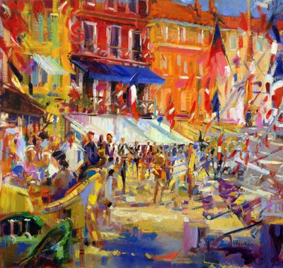 Promenade du port, Saint-Tropez - Peter Graham (Contemporary)