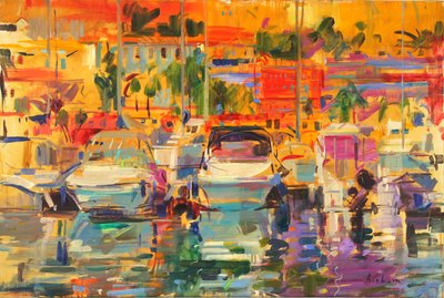 Port de la Riviera au soleil - Peter Graham (Contemporary)