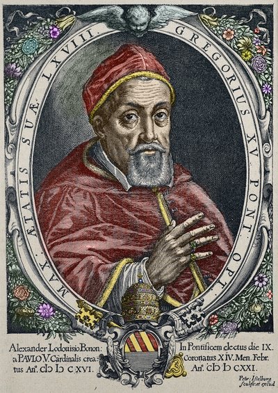 Représentation du pape Grégoire XV (1554-1623) gravure de Peter Isselburg - Peter Isselburg