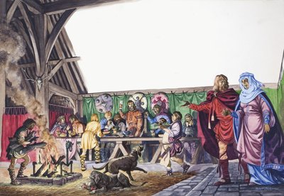 Un Thane anglo-saxon conduit sa femme dans la Grande Salle - Peter Jackson