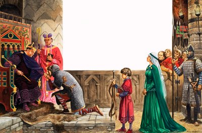 Chevalier prêtant allégeance au roi Guillaume Ier (gouache sur papier) - Peter Jackson
