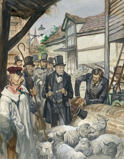 Louis Pasteur observe les résultats de son expérience avec un vaccin contre l