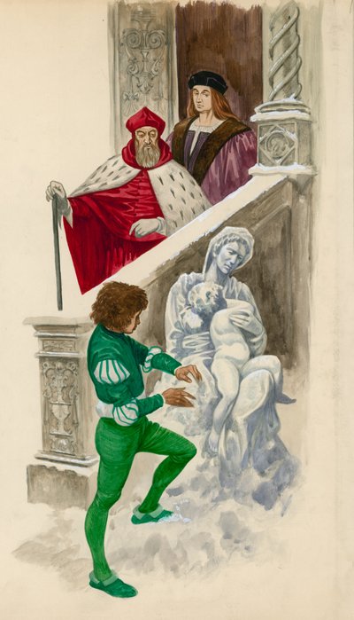 Michel-Ange, enfant, sculptant une statue de neige - Peter Jackson
