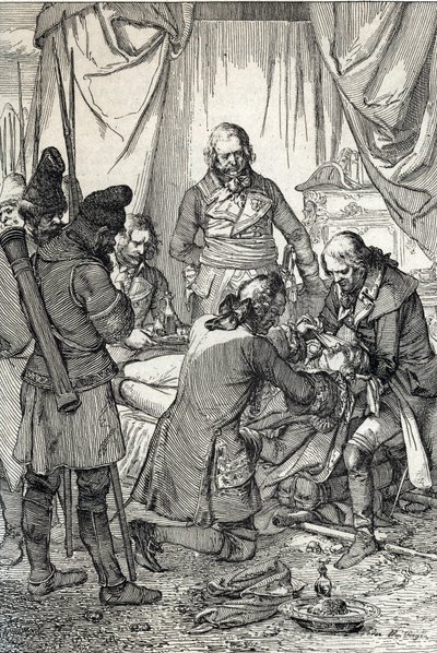 Insurrection de Kosciuszko : le héros polonais Tadeusz Kosciuszko (1746-1817) blessé à la bataille de Maciejowice contre les Russes - Peter Johann Nepomuck Geiger