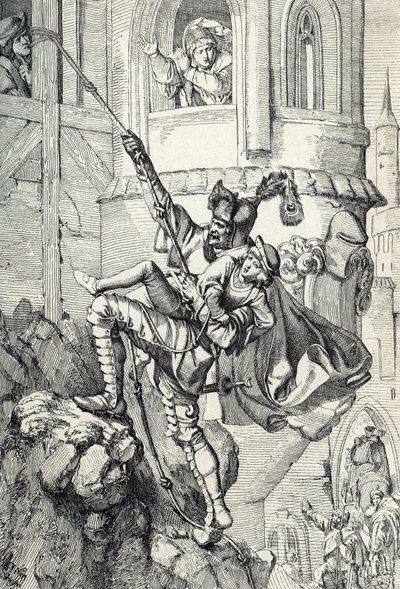 Prinzenraub : Enlèvement des princes Ernest et Albert, fils de Frédéric II de Saxe en juillet 1455 par le chevalier Kunz von Kaufungen - Peter Johann Nepomuck Geiger