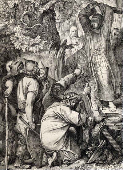 Représentation de Saint Boniface de Mayence abattant le chêne de Thor pour convaincre les druides qu