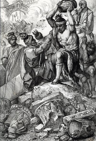 Le sac de Rome (Italie), en 410, pris de la ville et pillé par les Wisigoths dirigés par Alaric (370-410) - Peter Johann Nepomuck Geiger