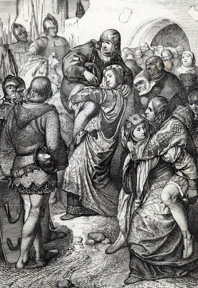 Les femmes fidèles de Weinsberg : les épouses des soldats vaincus lors du siège de Weinsberg par Conrad III de Hohenstaufen en 1140 portent leurs maris sur leur dos, Allemagne - Peter Johann Nepomuck Geiger