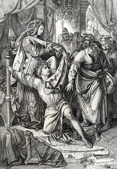 Le concours poétique du château de Wartburg en Allemagne en 1207 : les Minnesänger rivalisent dans des jeux poétiques, le troubadour Henri d