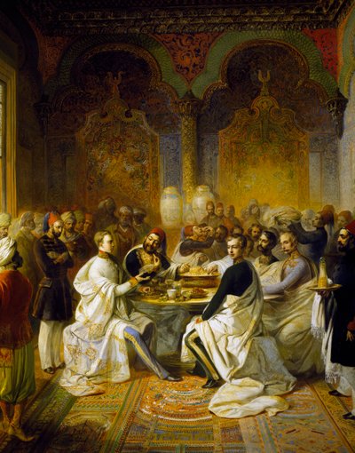Maximilien de Habsbourg et son frère Carlo Ludovico invités à un banquet à Smyrne par Halim Pacha - Peter Johann Nepomuk Geiger