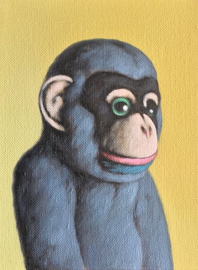 Singe mauve sur jaune - Peter Jones