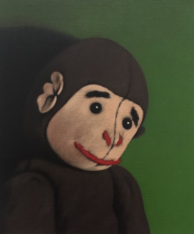 Portrait de singe sur vert - Peter Jones