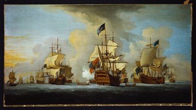 La flotte anglaise au mouillage avec le navire de l