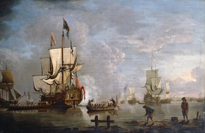 Le coup de canon du matin : HMS Peregrine au large de Rochester - Peter Monamy