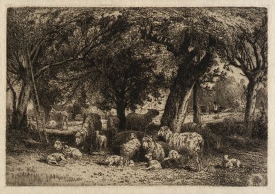(Moutons dans un verger) - Peter Moran
