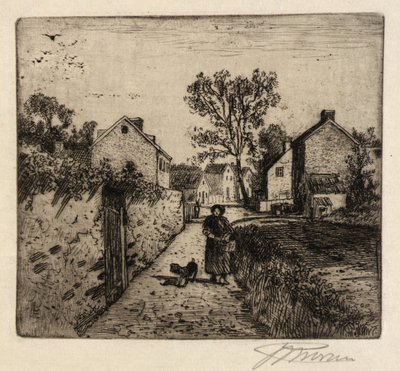 Une scène de village - Peter Moran